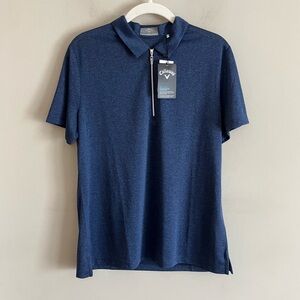 NWT Callaway Short Sleeve Heather Golf 1/4 Zip Polo Shirt Large